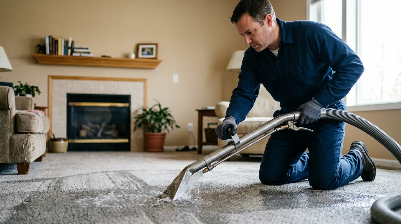Water damage restoration technician working near Beverly, OH